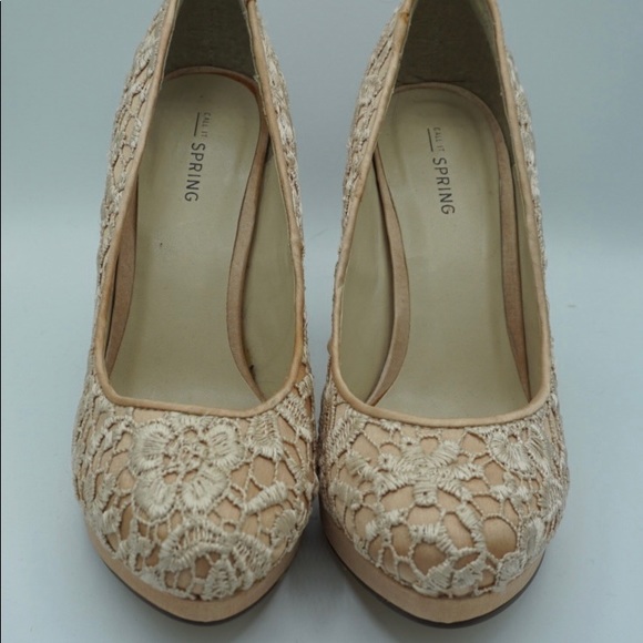 Call It Spring Cream Crochet Detail Heels - Picture 2 of 4